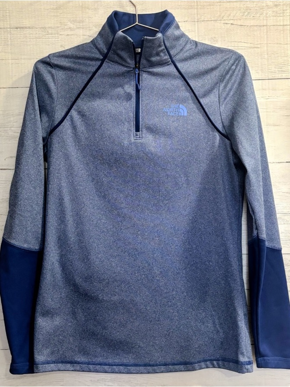The North Face Half Zip Pullover Women's Small Blue Heathered Excellent Cond.